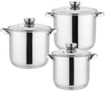Grunberg Set 3 Oale din Inox cu Capace din Sticla, Plita cu Inductie, Grunberg (GR1051)