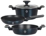 Grunberg Set 3 Vase din Aluminiu si Capac din Sticla, Albastre, Compatibile cu Plita cu Inductie, Grunberg (GR2717A)