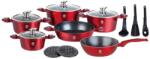 Grunberg Vase din Aluminiu, Rosii, Set 15 Piese, Capace din Sticla, Compatibile cu Plita cu Inductie, Grunberg (GR2715R)
