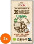 Chocolates Solé Set 2 x Ciocolata cu Lapte si Cocos BIO si Fairtrade, 100 g, Chocolates Sole