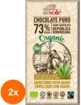 Chocolates Solé Set 2 x Ciocolata Neagra BIO cu Sirop de Agave, 73% Cacao, 100 g, Chocolates Sole