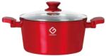 Grunberg Cratita Aluminiu, Ceramica Marmorata, cu Capac, Compatibila Plita Inductie, Rosie, 24 x 12 cm, 4.30 l, Grunberg (GR8824)