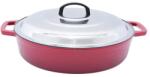 Perfect Home Cratita Joasa din Fonta Emailata, 8 l, cu Capac Inox, Rosie, Perfect Home (MRK-8E)