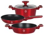 Grunberg Set 3 Vase din Aluminiu si Capac din Sticla, Rosii, Compatibile cu Plita cu Inductie, Grunberg (GR2717R)