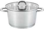 Grunberg Cratita din Inox, Capac din Sticla, 24 cm, 5.40 l, Argintie, Grunberg (GR6224)