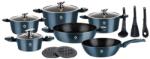 Grunberg Vase din Aluminiu, Albastre, Set 15 Piese, Capace din Sticla, Compatibile cu Plita cu Inductie, Grunberg (GR2715A)