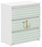 Wooden Toys Ifjúsági 3 Fiókos Komód - Zsiráf Fehér-Zöld