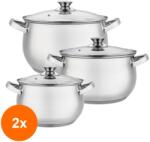 Grunberg Set 2 x 3 Oale din Inox cu Capace din Sticla, Grunberg (GUJ-2xGR1057)