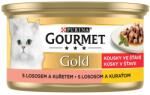 Gourmet GOLD konzerv - lazac- és csirkehús darabok pácban, 48 x 85g