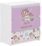 Wooden Toys Komód 3 Fiókos - R3 Rózsaszín Unikornis