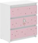 Wooden Toys Ifjúsági 3 Fiókos Komód - Hercegnő Fehér-Rózsaszín
