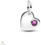 Pandora Gravírozható Szív lila kristállyal charm - 794295C02