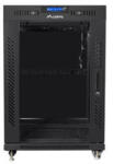 Lanberg 19" szabadon álló rack szekrény 15U/800X1000 üvegajtó, lapraszerelt, LCD kijelző, fekete V2 (FF01-8015-12BL)