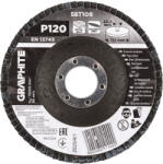 GRAPHITE Csiszolókorong lamellás 115x22, 2mm, P120 inox, fém, fa (58T109)