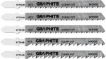 GRAPHITE Dekopírfűrészlap készlet, T-befogó, HCS, 6TPI/10TPI, 74/100mm, fa-rétegelt lemez, 5db (57T551) - szerszamparadicsom