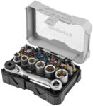 GRAPHITE Dugókulcs készlet bitekkel, racsnis és mágneses szárral műanyag tokban, 24db (56T559)