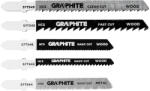 GRAPHITE Dekopírfűrészlap készlet, T-befogó, HCS, fém-fa-rétegelt lemez, 5db (57T540)