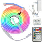 Horozk Electrik Set bandă LED NEON DIGITAL-10 RGB 24V 10W/m 200lm/m IP65 cu controler, alimentare și telecomandă - rolă 10 m | HOROZ