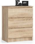 AKORD Comoda, placa laminata, 3 sertare, stejar Sonoma, 60x40x77 cm (164109-AK) - edanco Comoda