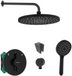 SANITINO - Set de duș cu baterie și corp încastrat Hansgrohe, accesorii kielle, negru mat SANI21HKK404 (SANI21HKK404)