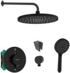 SANITINO - Set de duș cu termostat și corp încastrat Hansgrohe, accesorii kielle, negru mat SANI21HKK418 (SANI21HKK418)