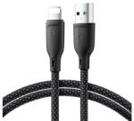 JOYROOM adatkábel, usb - lightning, 3a, gyorstöltő, 100cm, cipőfüző, fekete, kompatibilis: Apple iPhone 14 Pro Max / IPAD / iPhone 6 Plus 5.5 (SA34-AL3B)