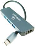 Gembird USB Type C adapter, USB 3.2 gen. 1 interfész, többfunkciós, Cablexpert 12144, HDMI 4K port, HUB 3 x USB, szürke (A-CM-COMBO2-01)