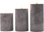 Solight LED gyertya készlet, időzítővel, 3 db, 10/13/15 cm, szürke (1v285)