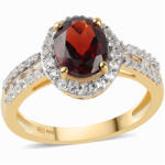  Arannyal Bevont Ezüst Gyűrű Barton Gránáttal és Fehér Topázzal, ROS240/54