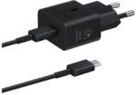 Samsung Hálózati Töltő Type-C Aljzat 25W, GaN, PD Gyorstöltő + Type-C Kábel Fekete