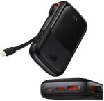 Baseus Qpow PRO OE Vésztöltő USB+2 Type-C Aljzat 10000 mAh, 20W, Gyorstöltő, LED Kijelző + Type-C Kábel Fekete