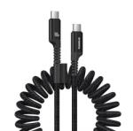 Baseus Fish-Eye Adatkábel Type-C-Type-C, 100W, PD Gyorstöltő, 100 cm, Spirálkábel Fekete