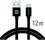SWISSTEN 71522201 USB-A apa - MicroUSB-B apa 2.0 Adat és töltő kábel - Fekete (1.2m) (71522201) (71522201)