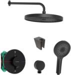 SANITINO - Zuhanyszett termosztáttal és rejtett testtel hansgrohe, kielle tartozékok, matt fekete SANI21HKK402 (SANI21HKK402)