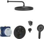 SANITINO - Zuhanyszett termosztáttal és Grohe rejtett testtel, kielle kiegészítőkkel, matt fekete SANI21GKK400 (SANI21GKK400)