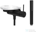 Laufen ADA falsík alatti kádtöltő csaptelep zuhanyszettel, lyukas polccal, alaptest nélkül, PVD matt fekete/fehér márvány HF506765515000 (HF506765515000)