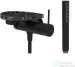 Laufen ADA falsík alatti kádtöltő csaptelep zuhanyszettel, lyukas polccal, alaptest nélkül, PVD matt fekete/fekete márvány HF506765516000 (HF506765516000)