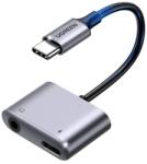UGREEN Audió Adapter És Töltő Elosztó, Type-C+3.5mm Jack Aljzat-Type-C Szürke