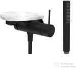 Laufen ADA falsík alatti kádtöltő csaptelep zuhanyszettel, polccal, alaptest nélkül, PVD matt fekete/fehér márvány HF506765515060 (HF506765515060)