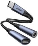 JOYROOM Adapter Kábel 2in1 Type-C+3.5mm Jack Aljzat-Type-C, PD Gyorstöltő, Cipőfűző, DAC Fekete