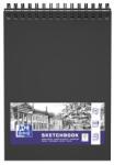 OXFORD Bloc de desen A4, cu spirala, OXFORD, 50 file-100g/mp - velin - coperta carton rigid - negru (OX-400152648) - pcone