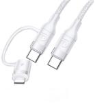 USAMS U31 Adatkábel Type-C-Lightning/Type-C, 60W, PD Gyorstöltő, 120 cm Fehér