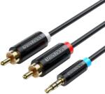 Vention Cablu audio Vention, Jack 3.5mm (T) la 2 x RCA (T), 1m, conectori auriti, PVC, negru, BCLBF (timbru verde 0.18 lei) - 6922794751309 (BCLBF)