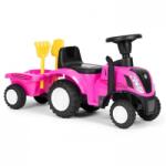 ECOTOYS Tractor de impins New Holland cu remorca pentru copii 658T - Roz (EDI658TPINK)