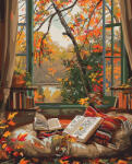 Figured Art Set pictura pe numere, cu sasiu, Citind toamna, 40x50 cm (FA10453-Y)