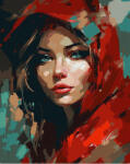 Figured Art Set pictura pe numere, cu sasiu, Femeie cu fular rosu, 40x50 cm (FA10251-Y)