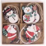 Iris fa akasztós hóember és mikulás szettben, 8 darabos, 4 féle 5 x 5 cm (061349) - bestbyte