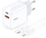 BWOO hálózati töltő CDA182 QC 38W 1x USB-A + 1x USB-C USB-C-ről Lightning kábel 1 m fekete - smartdiszkont