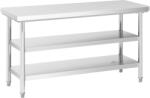 Royal Catering Rozsdamentes acél asztal - ECO - 150 x 60 cm - 600 kg - közbenső polc - Royal Catering (RCWT-150X60-3L-E)