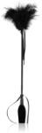 Secret play Riding Crop Black bőr ostor toll cirógatóval Black 52 cm